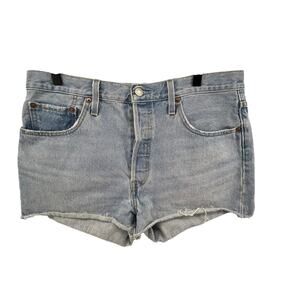 Levi's 501 Shorts Size 32 Light Wash Button Fly Cut Off Denim Jean High Rise